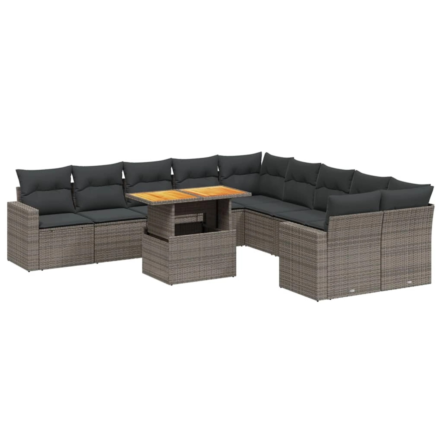 vidaXL 11-Tlg Garten-Sofagarnitur mit Kissen Grau Poly Rattan 3271508 günstig online kaufen