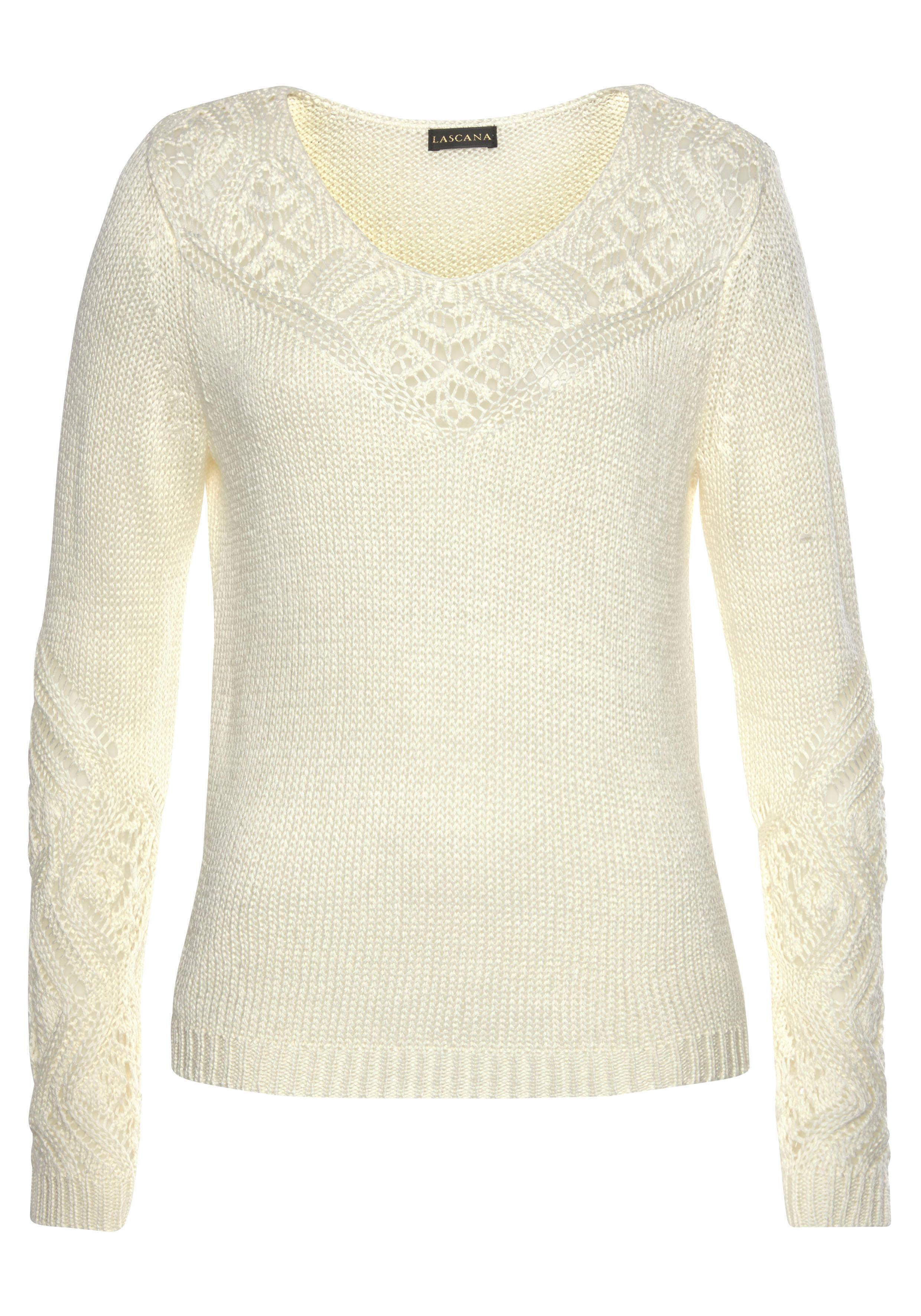 LASCANA Strickpullover mit U-Boot-Ausschnitt und Knoten-Detail, casual-chic günstig online kaufen