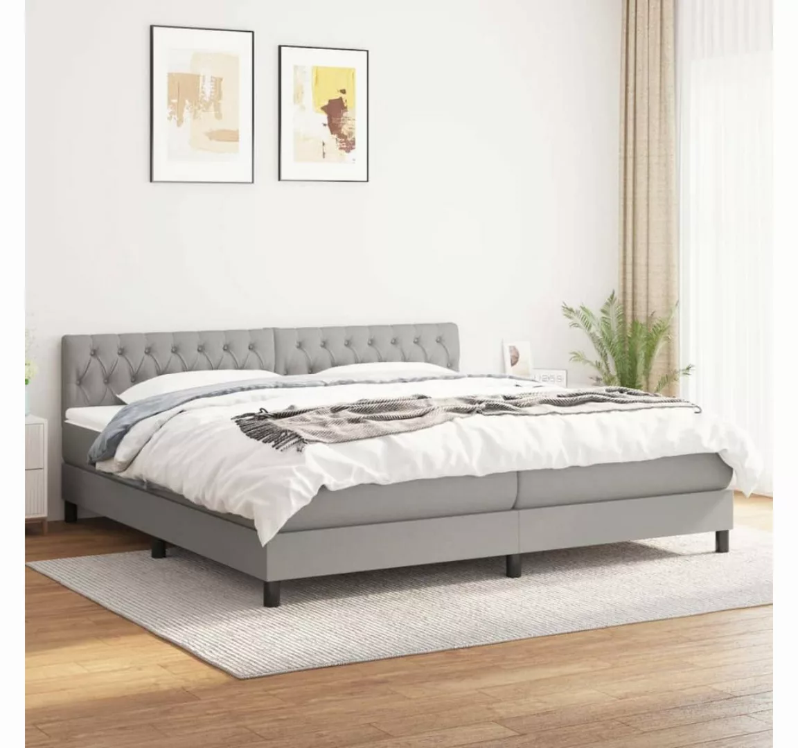 vidaXL Boxspringbett Boxspringbett mit Matratze Hellgrau 200x200 cm Stoff B günstig online kaufen