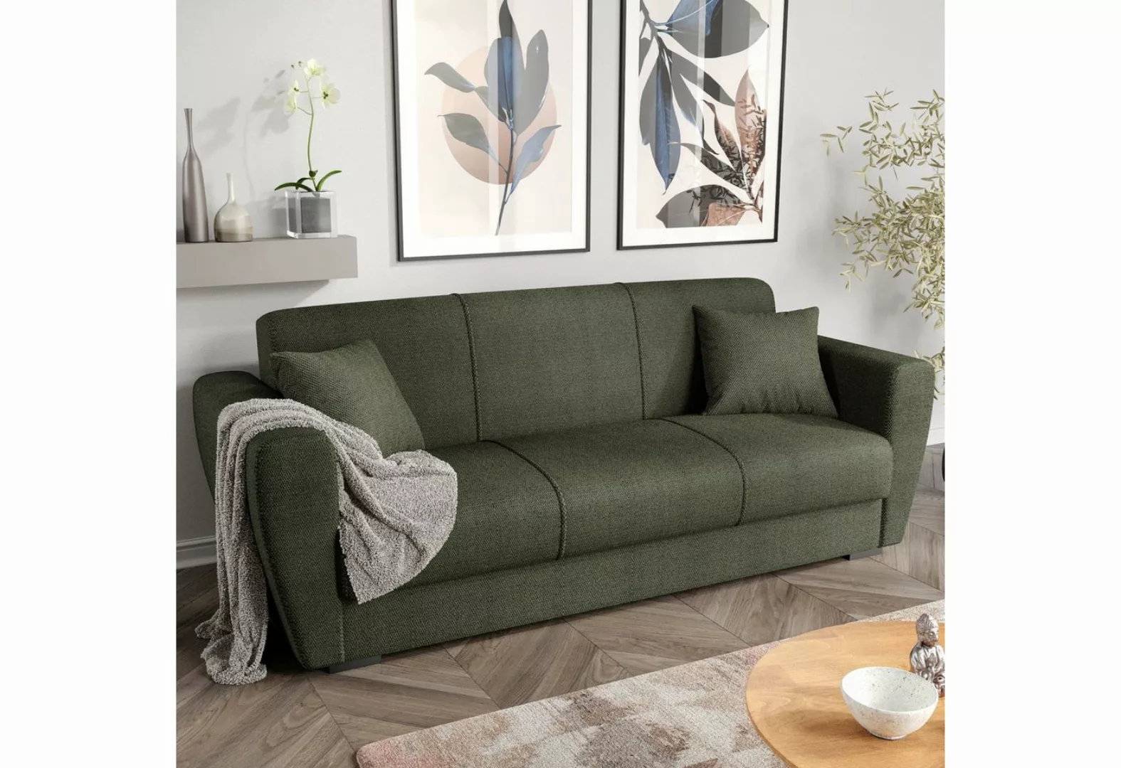 Gozos Sofa Gozos Palamos Series 3 Sitzer, Bettfunktion Couch Leinenoptiksto günstig online kaufen