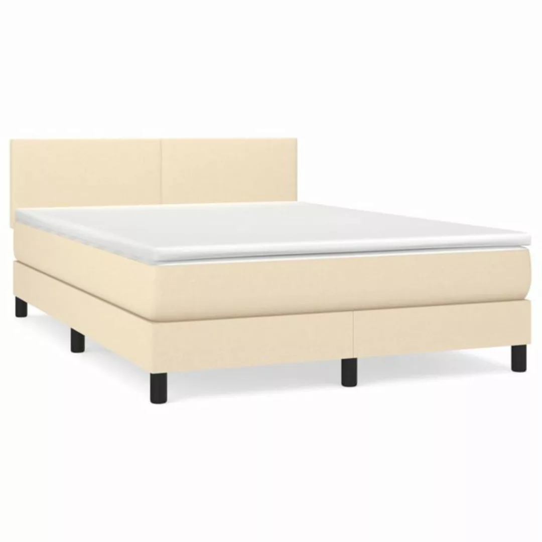 vidaXL Boxspringbett Boxspringbett mit Matratze Creme 140x200 cm Stoff Bett günstig online kaufen