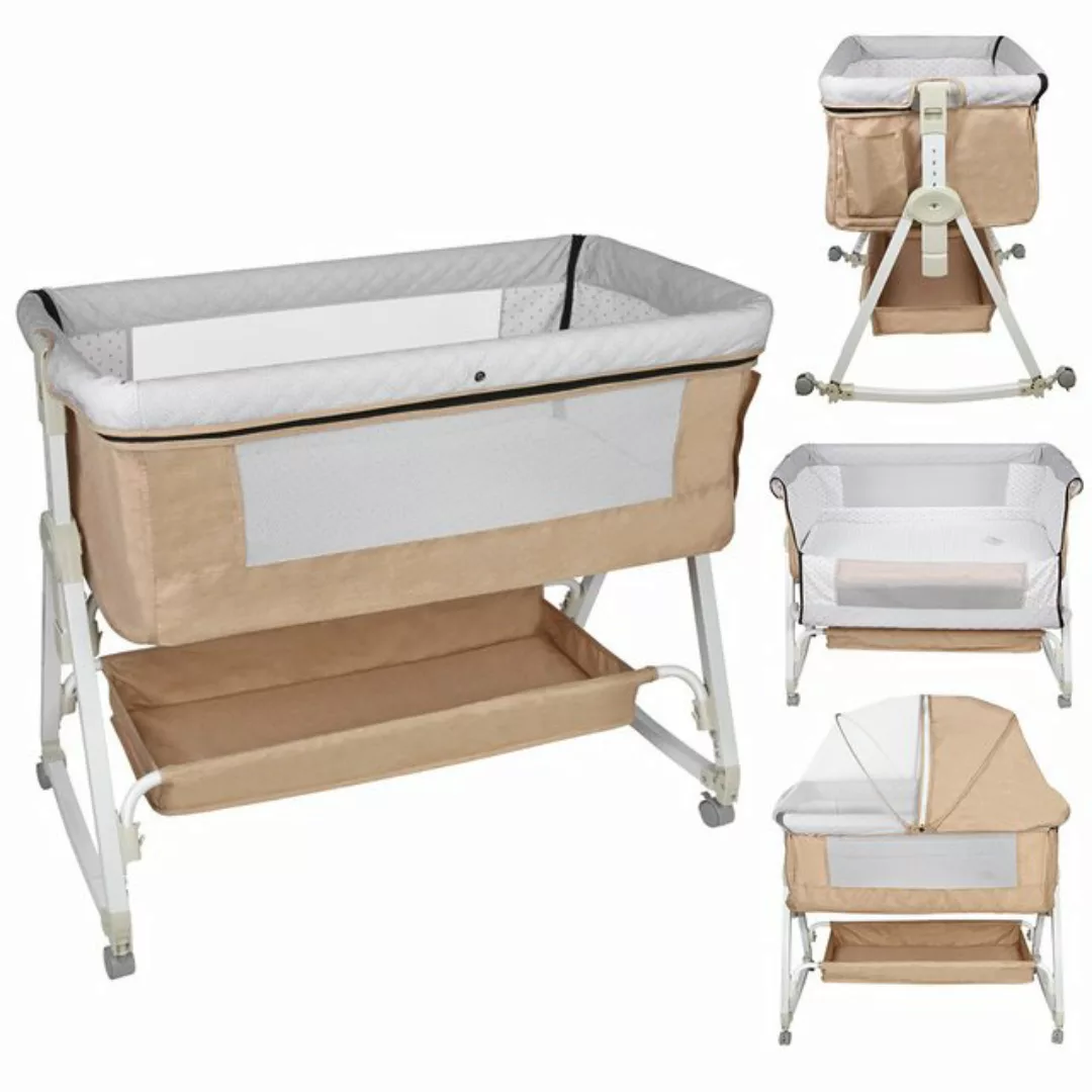 JEOBEST Beistellbett 3 in 1 Babybett & Babywiege & Reisebett, mit Rollen Ki günstig online kaufen