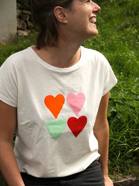 Lore Upcycling Damen Tshirt Herzen günstig online kaufen