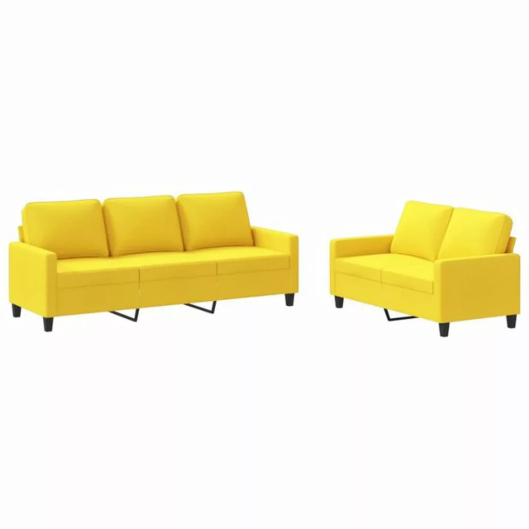 vidaXL Sofa Sofagarnitur mit Kissen Stoff, 2-tlg., Gelb günstig online kaufen