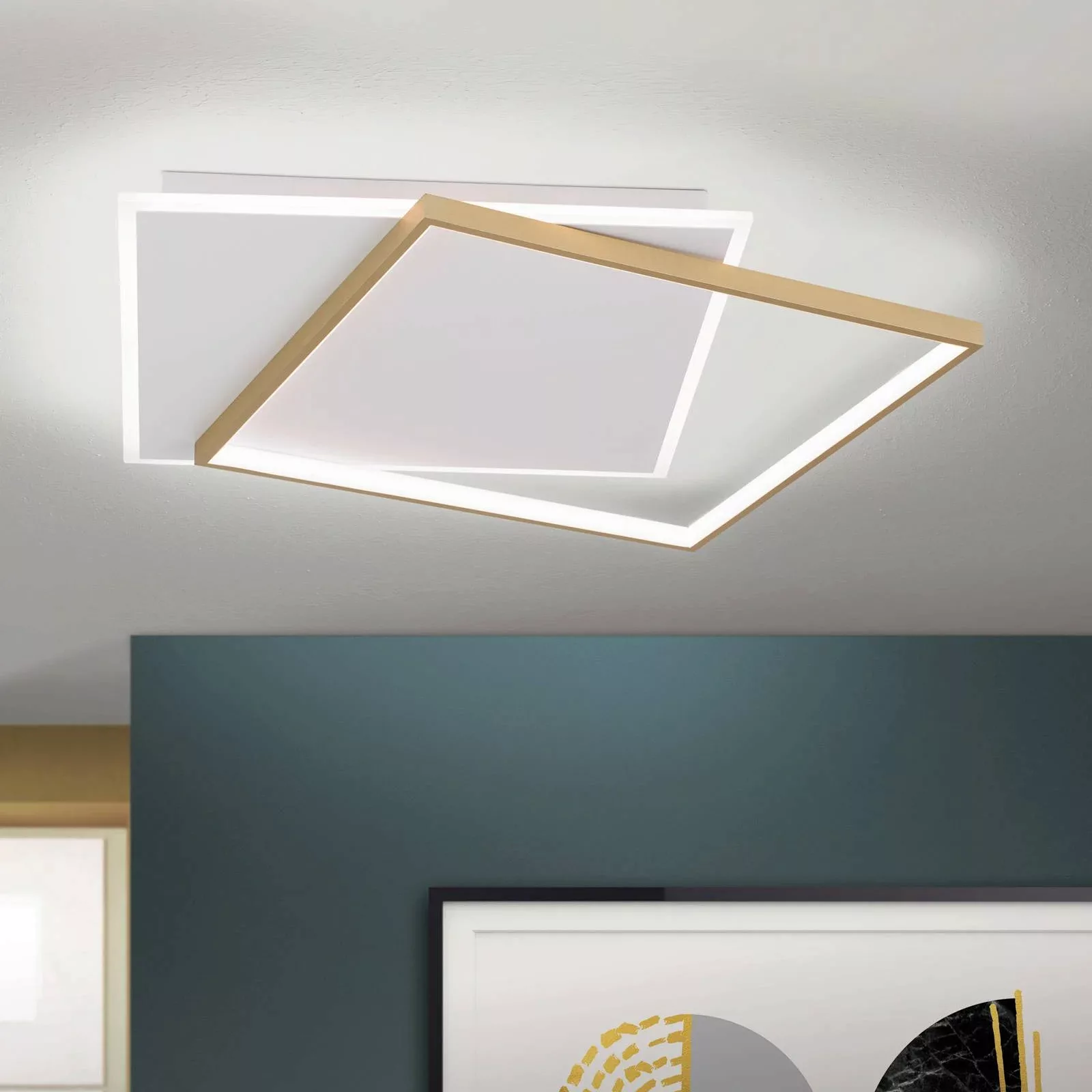 LED-Deckenlampe Emanuel, weiß/gold günstig online kaufen