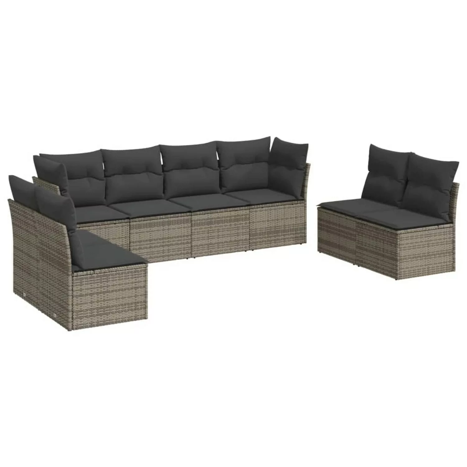 vidaXL 8-tlg Garten-Sofagarnitur mit Kissen Grau Poly Rattan Modell 13 günstig online kaufen