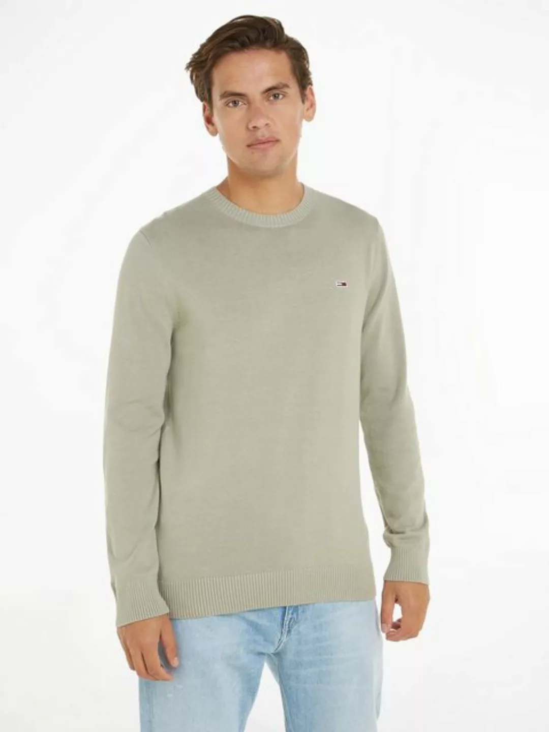 Tommy Jeans Rundhalspullover TJM SLIM ESSENTIAL LIGHT SWEATER mit Flag-Patc günstig online kaufen