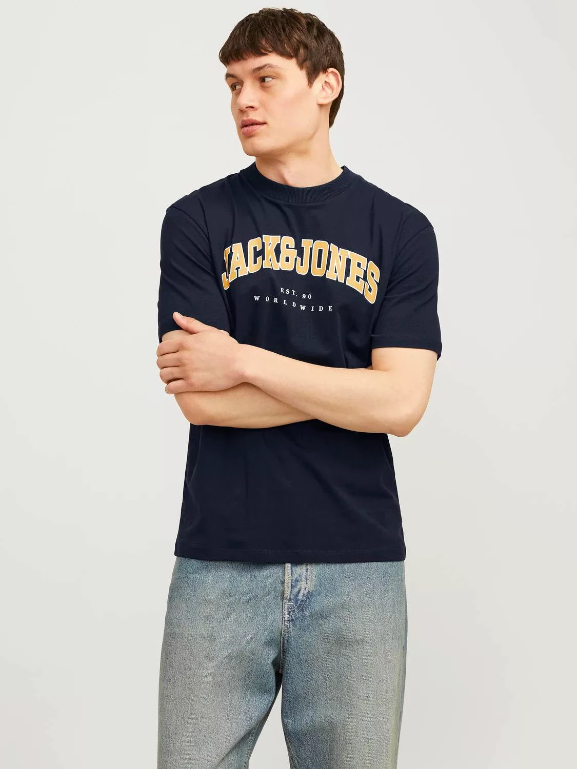 Jack & Jones Herren Rundhals T-Shirt JJECALEB VARSITY - Relaxed Fit günstig online kaufen