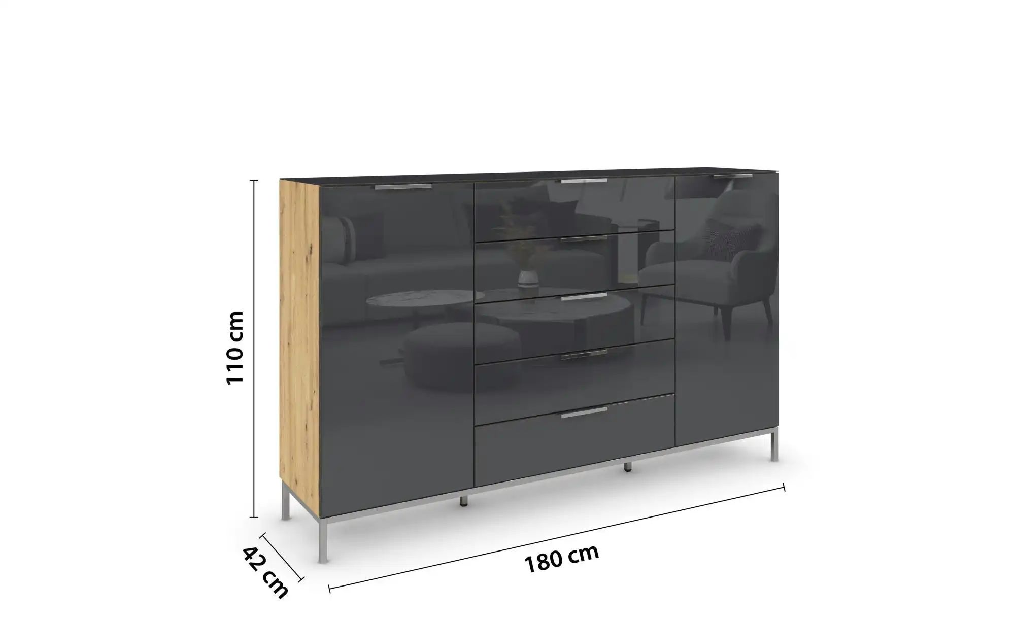 Highboard ¦ holzfarben ¦ Maße (cm): B: 180 H: 110 Kommoden & Sideboards > H günstig online kaufen