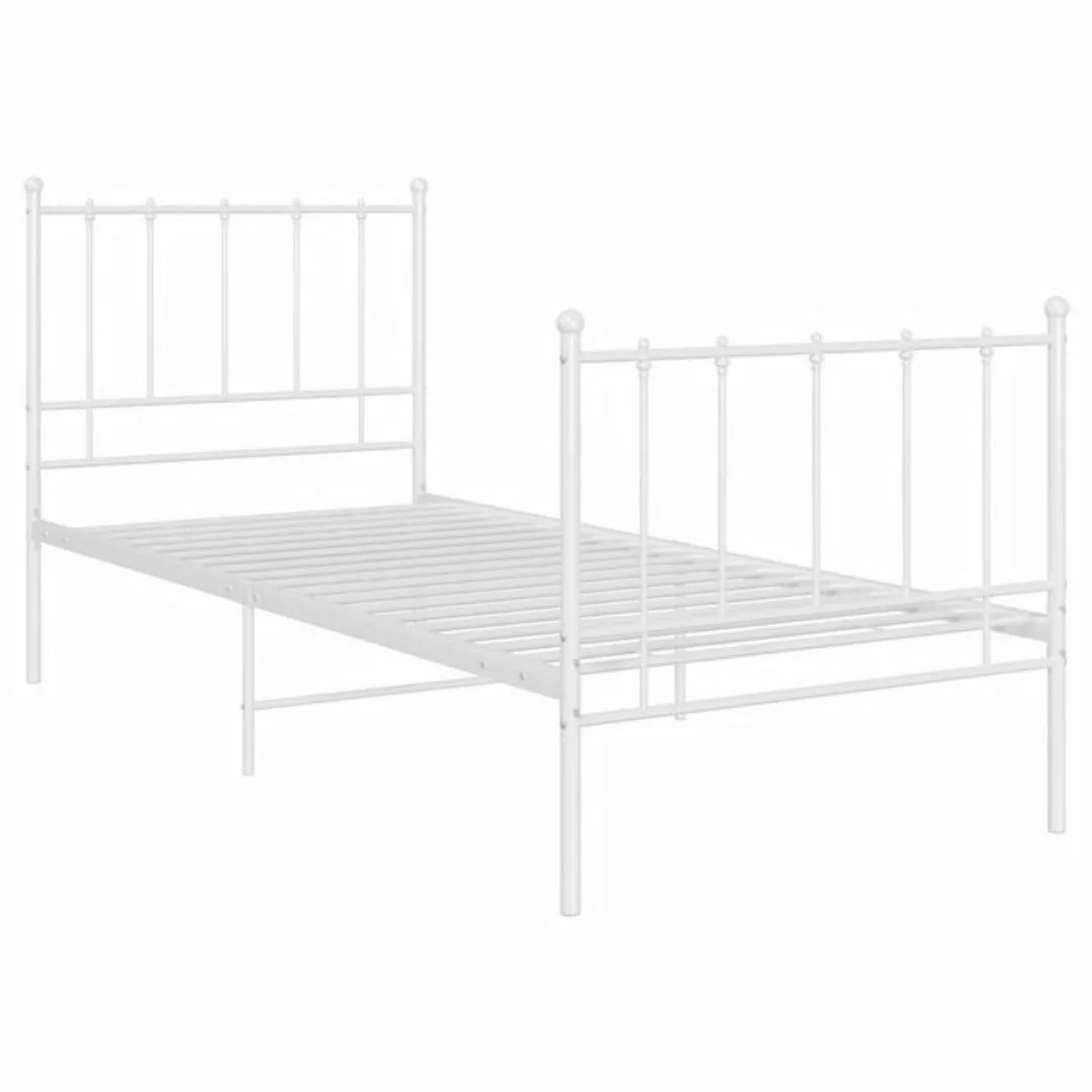 furnicato Bettgestell Bett Weiß Metall 90x200 cm (1-tlg) günstig online kaufen