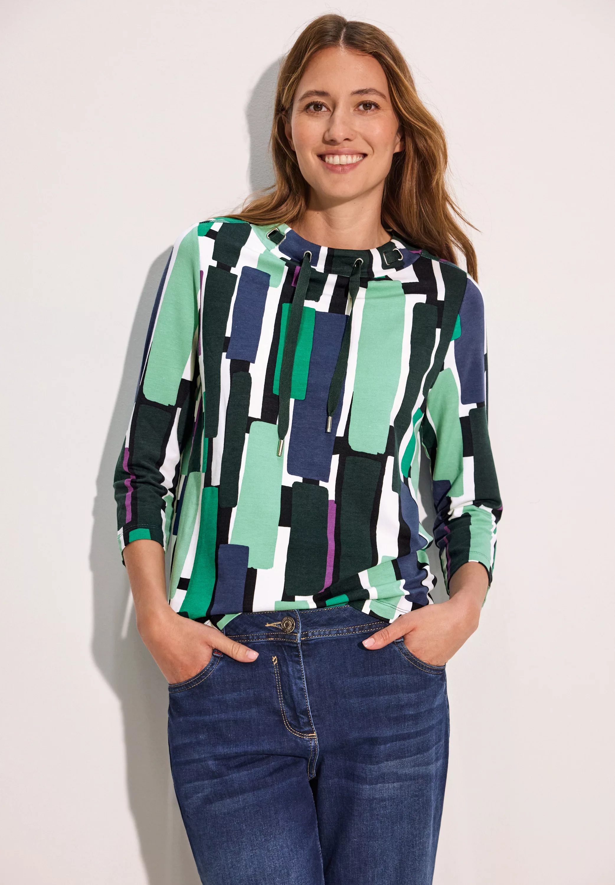 Cecil 3/4-Arm-Shirt mit All-Over Print günstig online kaufen