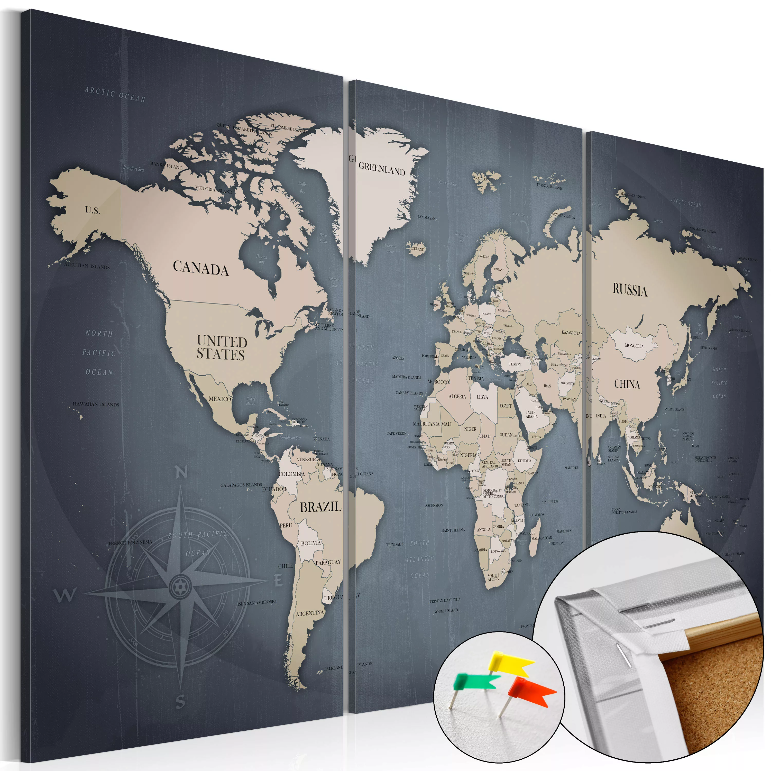 Korkbild - Anthracitic World [cork Map] günstig online kaufen
