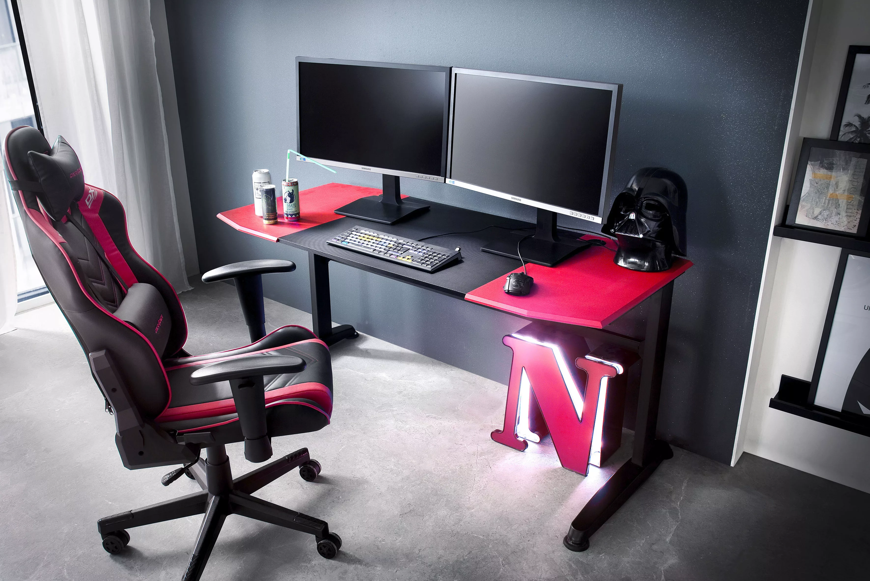 MCA furniture Gamingtisch »mcRacing«, Game Desk mcRacing, Schwarz-Rot-Schwa günstig online kaufen