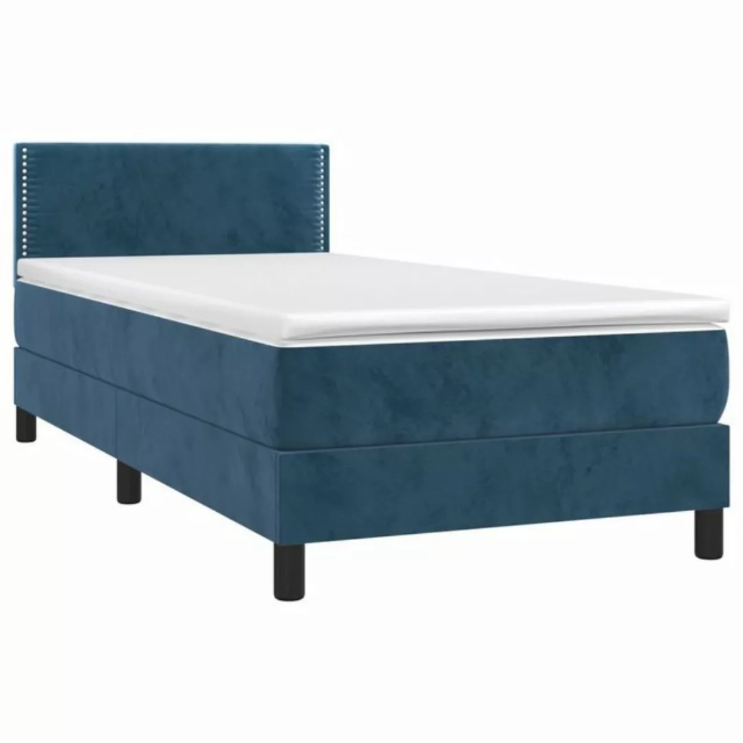 vidaXL Bettgestell Boxspringbett mit Matratze Dunkelblau 90x200 cm Samt Bet günstig online kaufen