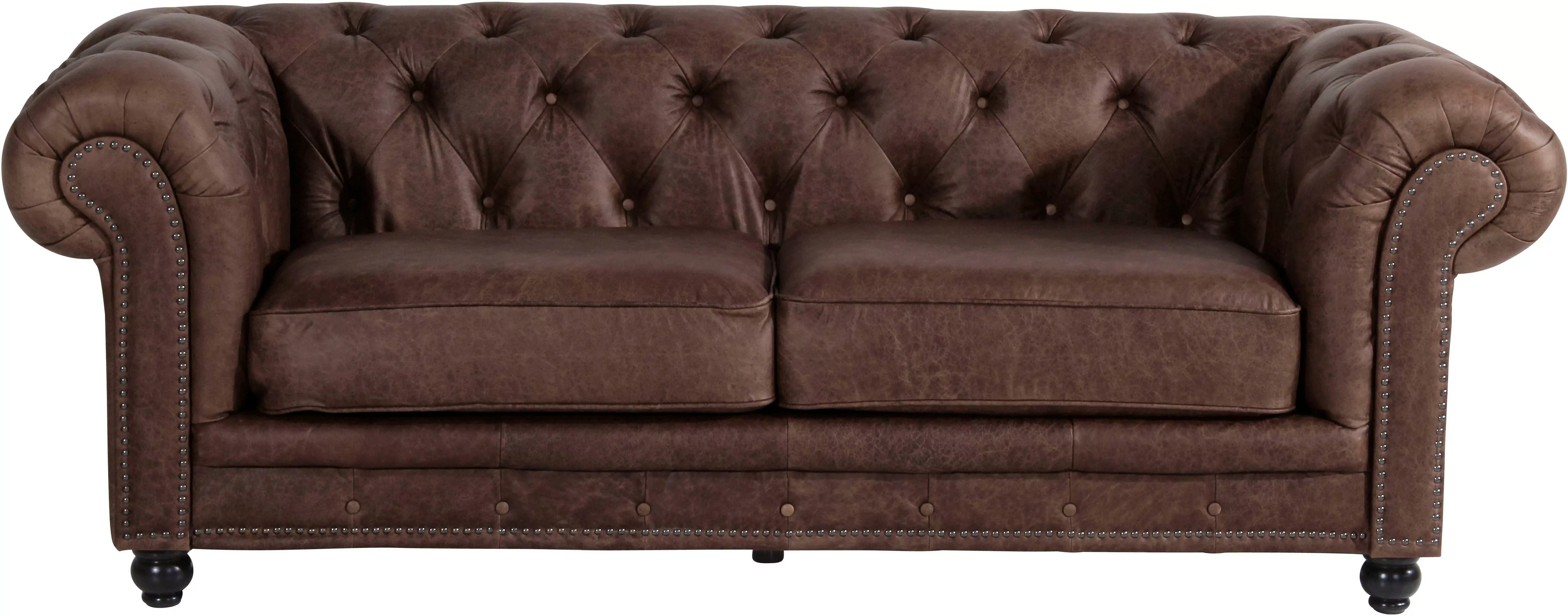 Max Winzer® Chesterfield-Sofa »Old England«, 2,5-Sitzer Ledersofa mit Knopf günstig online kaufen