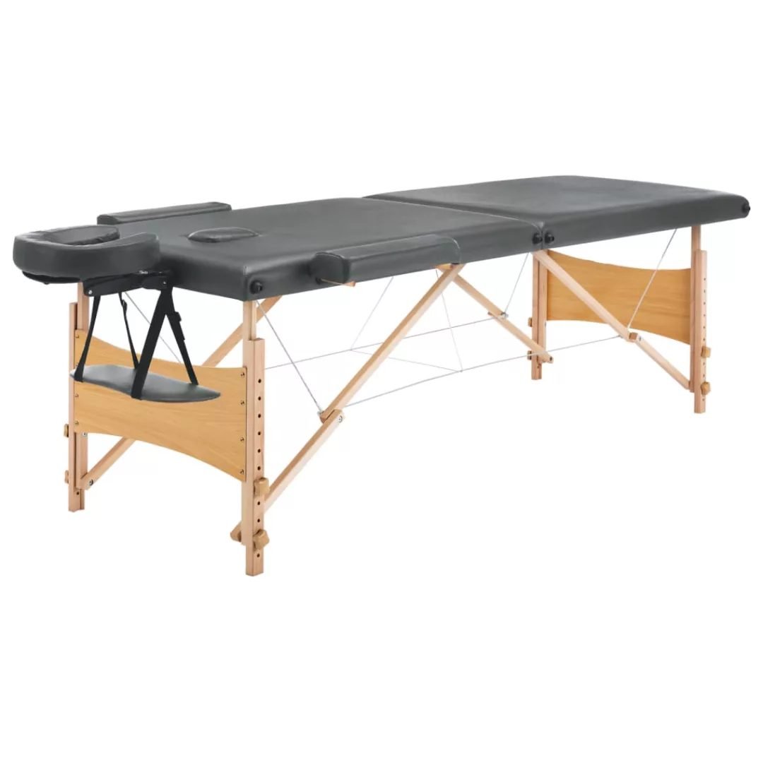 Massagetisch Mit 2 Zonen Holzrahmen Anthrazit 186×68 Cm günstig online kaufen