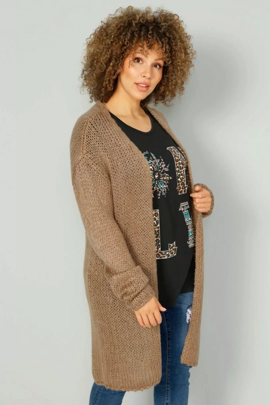 MIAMODA Strickjacke Long-Strickjacke offene Form Langarm günstig online kaufen