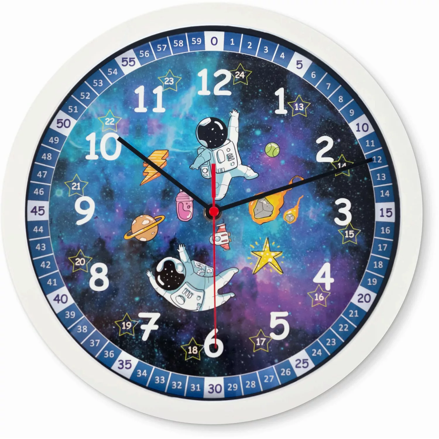 Wall-Art Wanduhr Kinder Weltall Astronauten Ø 29 cm Blau günstig online kaufen