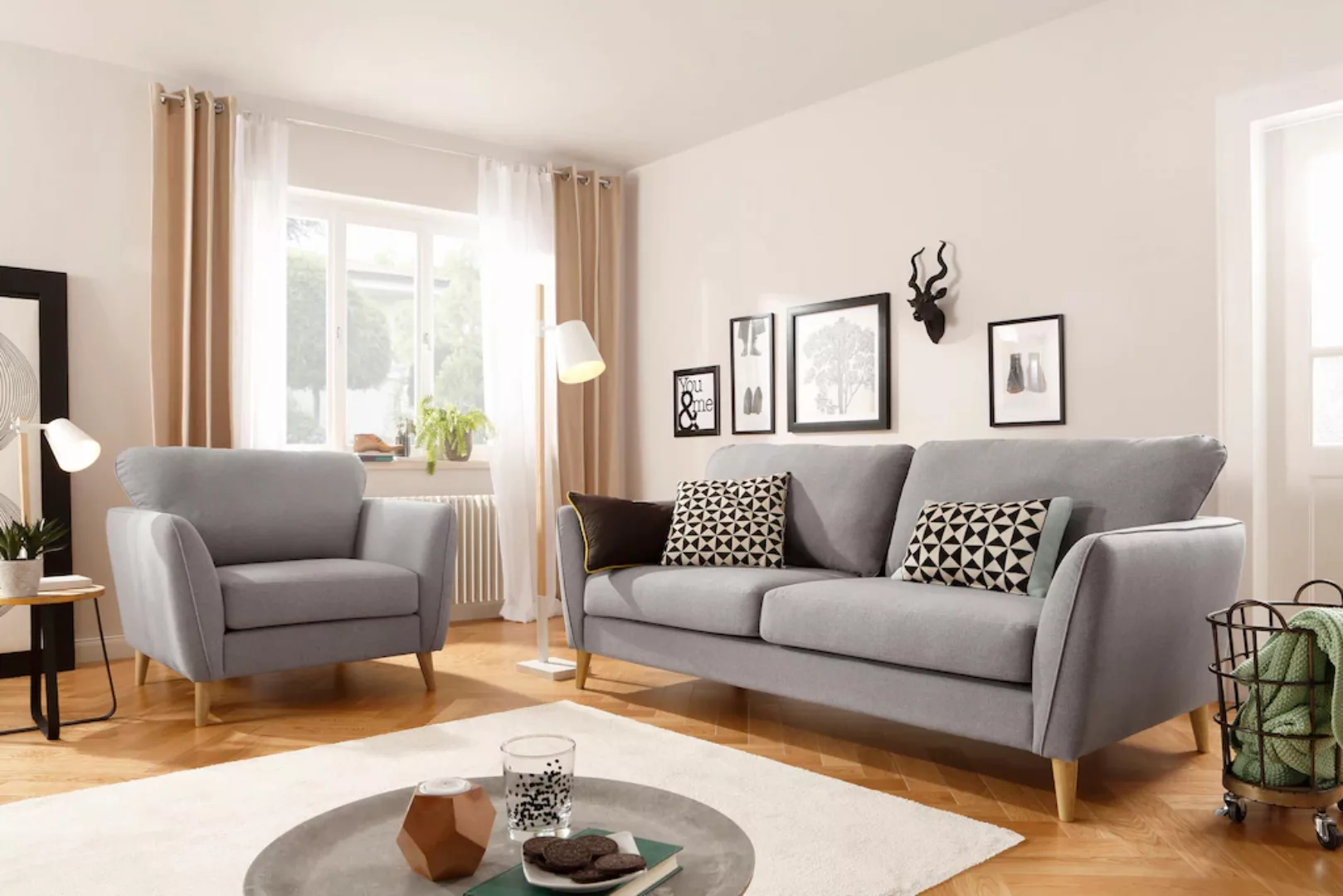 Home affaire 3-Sitzer "MARSEILLE Sofa 206 cm", mit Massivholzbeinen aus Eic günstig online kaufen