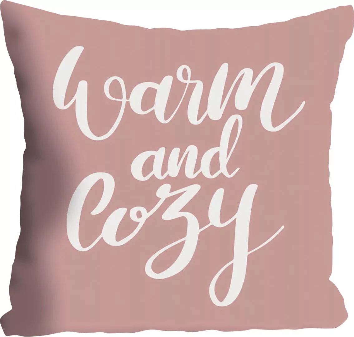 queence Dekokissen »Warm and Cozy«, mit Schriftzug, Kissenhülle ohne Füllun günstig online kaufen