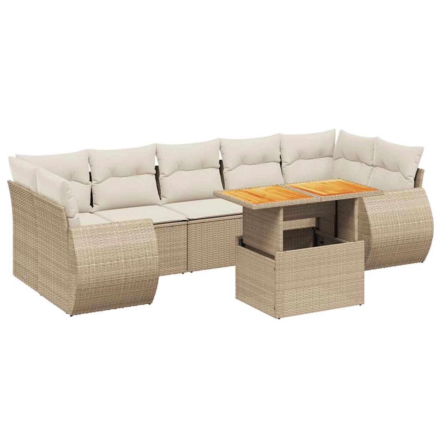 vidaXL 8-Tlg Garten-Sofagarnitur mit Kissen Beige Poly Rattan 3272108 günstig online kaufen