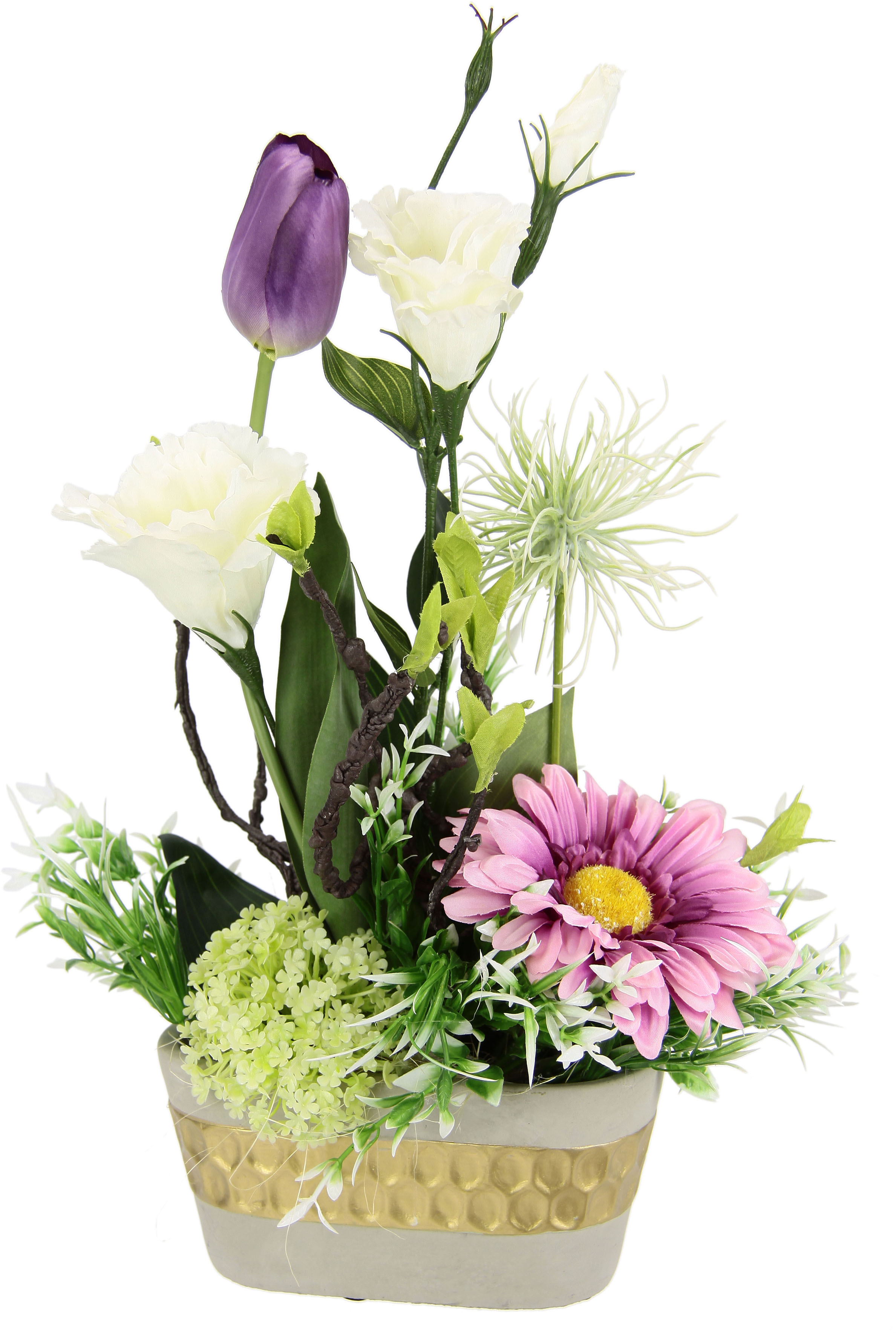 I.GE.A. Kunstblume "Arrangement Ranunkel/Lysianthus", Pflanzschale aus Rind günstig online kaufen