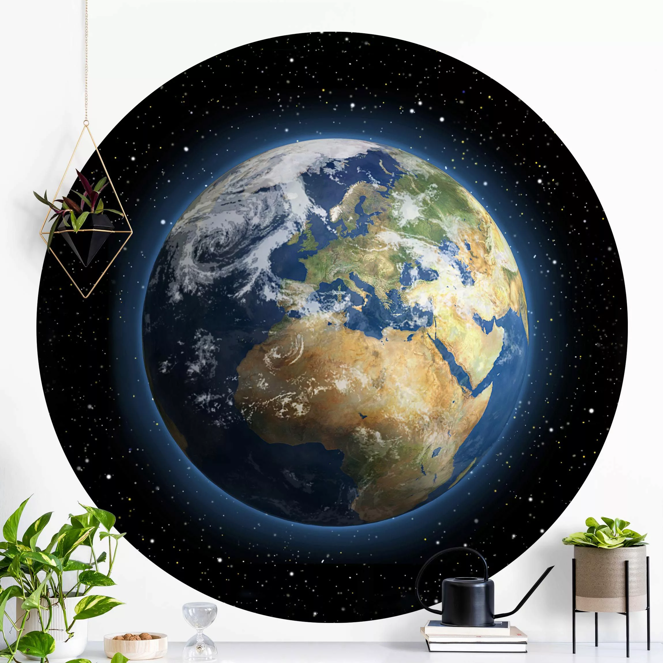 Bilderwelten Runde Tapete selbstklebend My Earth schwarz Gr. 50 x 50 günstig online kaufen