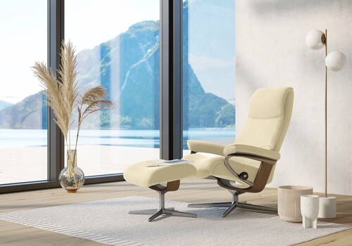 Stressless Fußhocker "View", mit Cross Base, Größe S, M & L, Holzakzent Eic günstig online kaufen