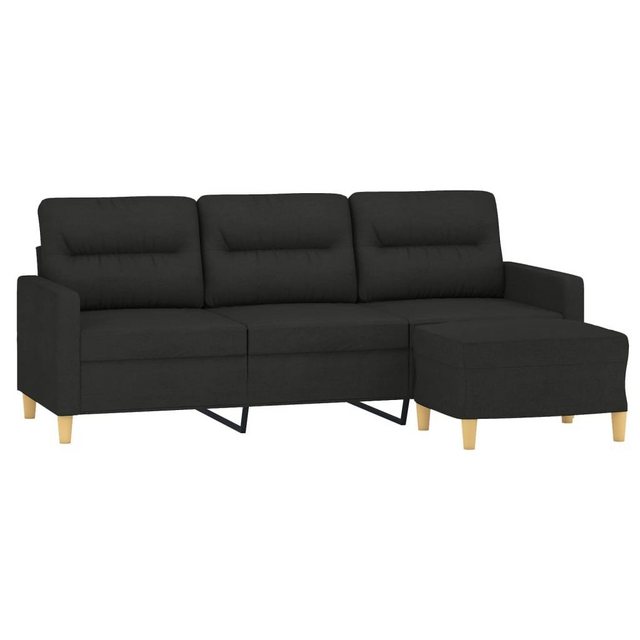 vidaXL Sofa 3-Sitzer-Sofa mit Hocker 180 cm Stoff, Schwarz günstig online kaufen