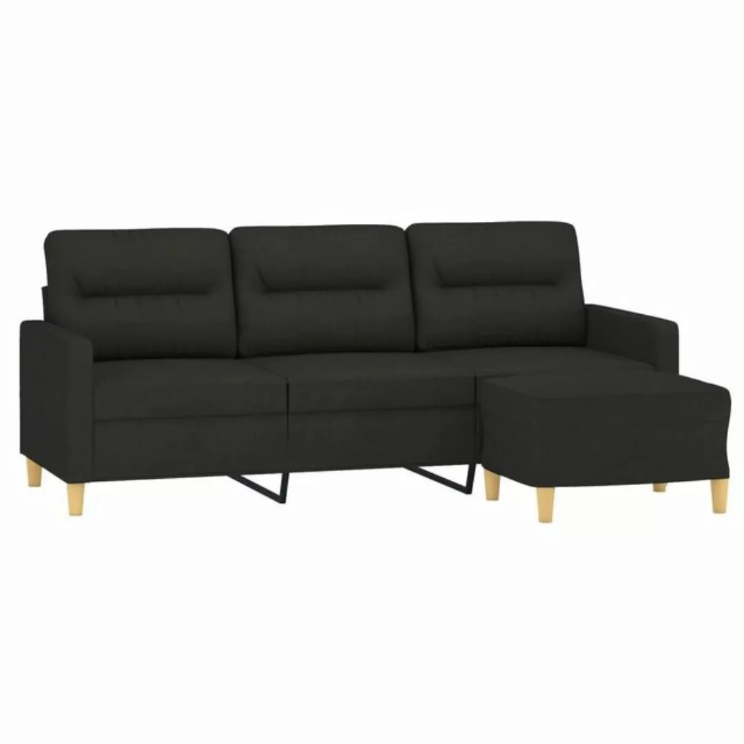 vidaXL Sofa 3-Sitzer-Sofa mit Hocker Schwarz 180 cm Stoff günstig online kaufen