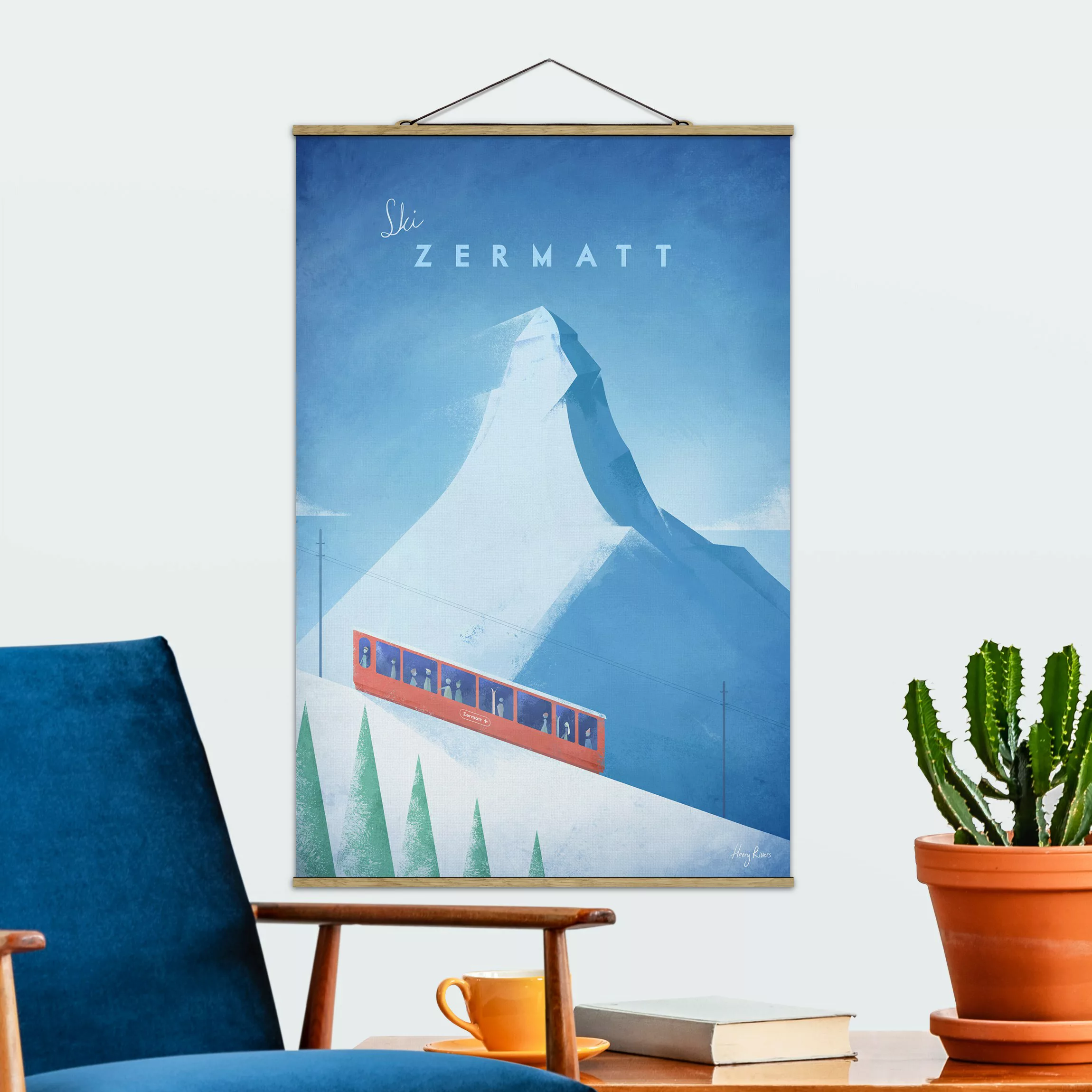 Stoffbild mit Posterleisten - Hochformat Reiseposter - Zermatt günstig online kaufen