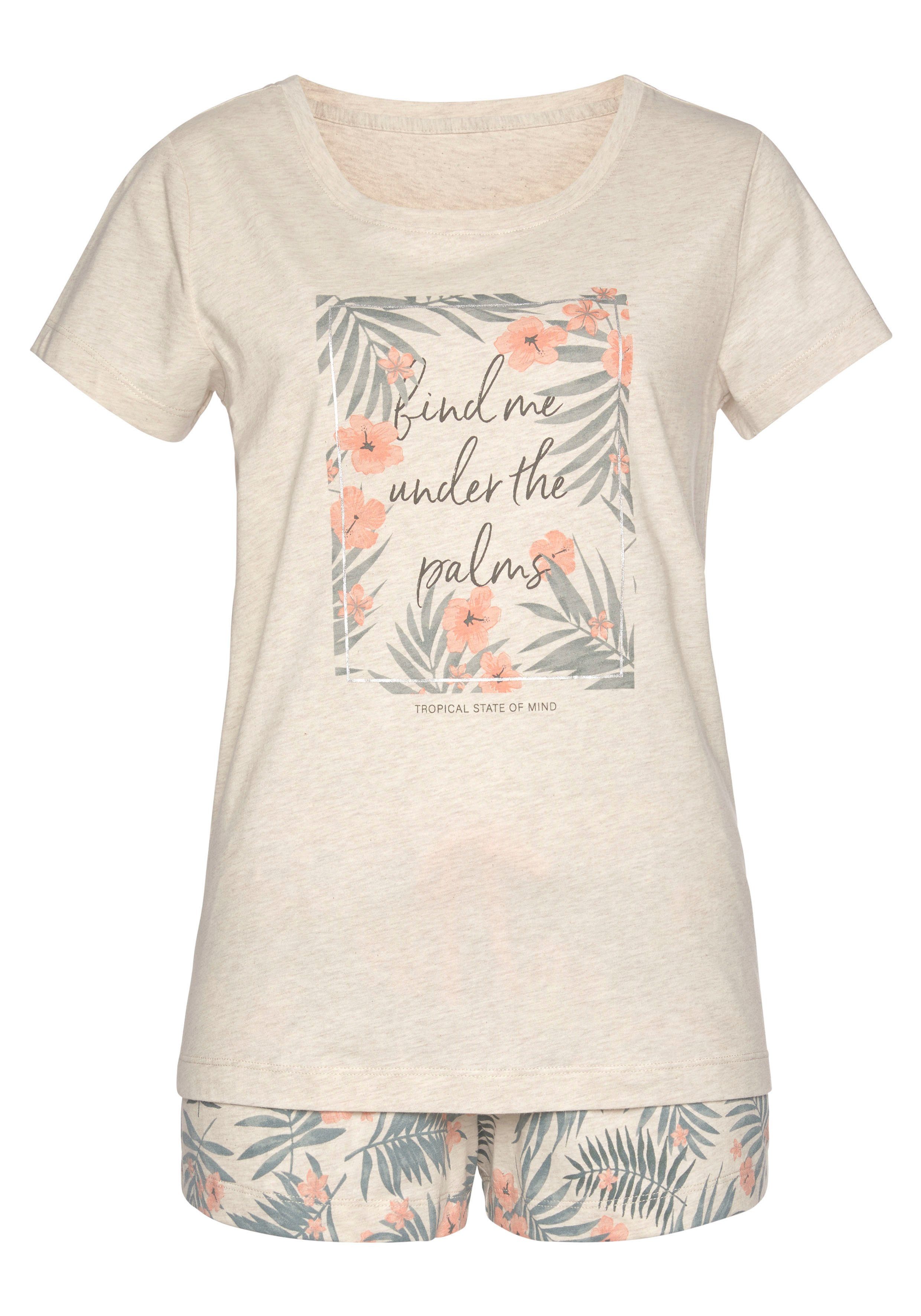LASCANA Shorty, (2 tlg.), mit Statement Print günstig online kaufen