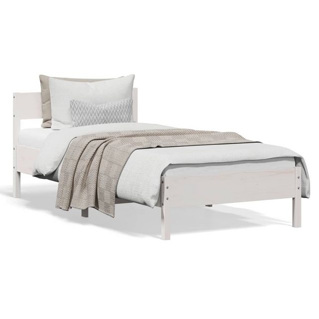 vidaXL Bett Massivholzbett mit Kopfteil Weiß 90x190 cm Kiefer günstig online kaufen