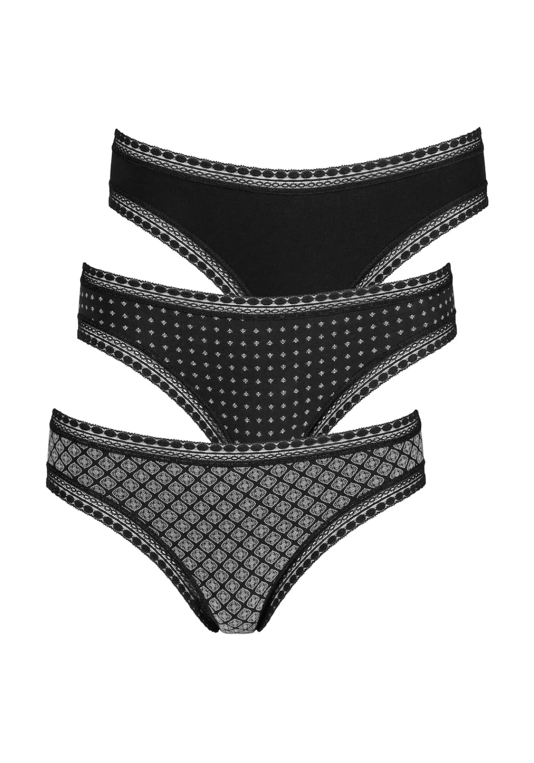 LASCANA Brasilslip, (3er-Pack), aus elastischer Baumwolle mit weicher Spitz günstig online kaufen