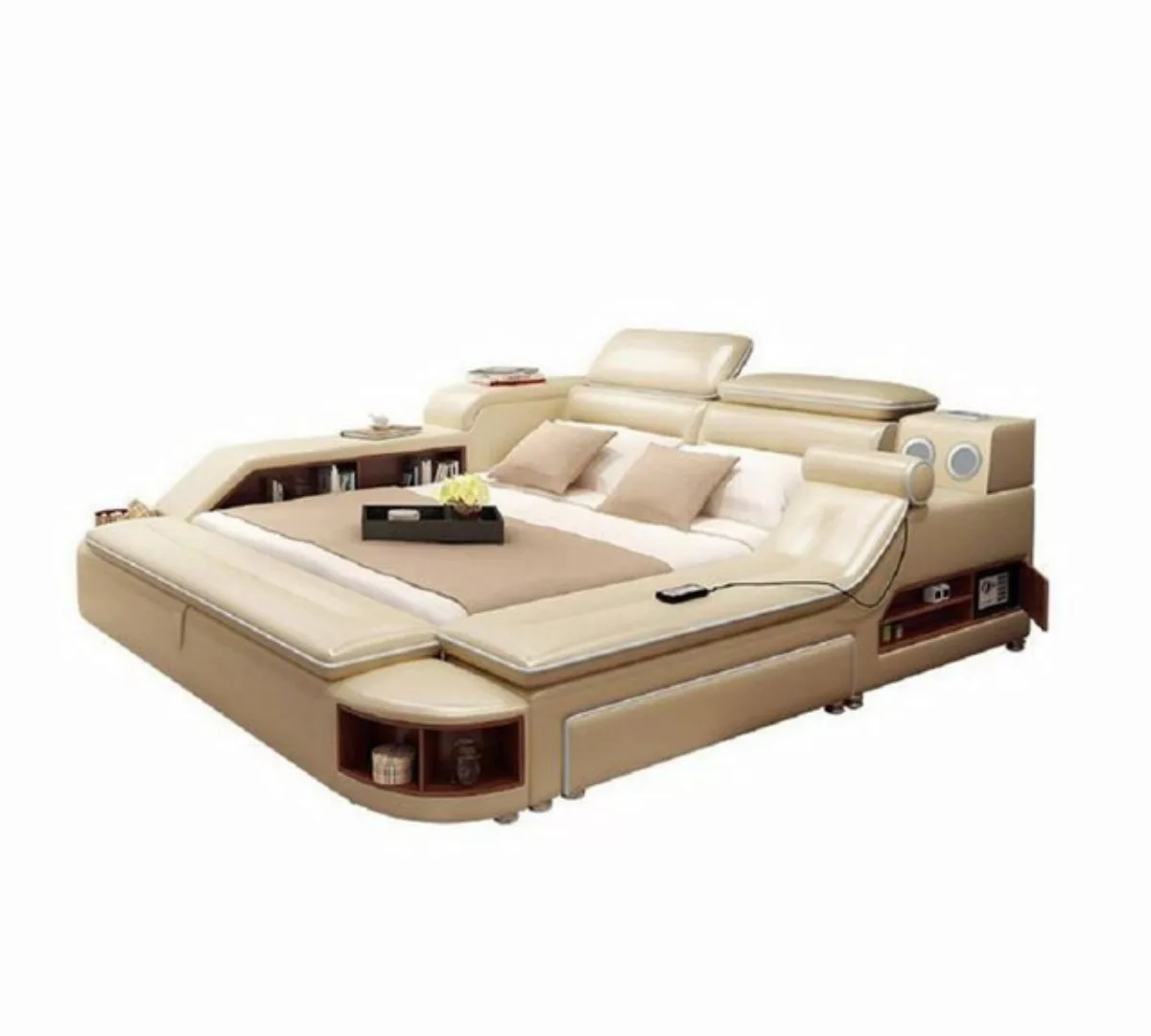 JVmoebel Bett Leder Bett Polster Doppel Multifunktion 180x200 Leder (1-tlg) günstig online kaufen