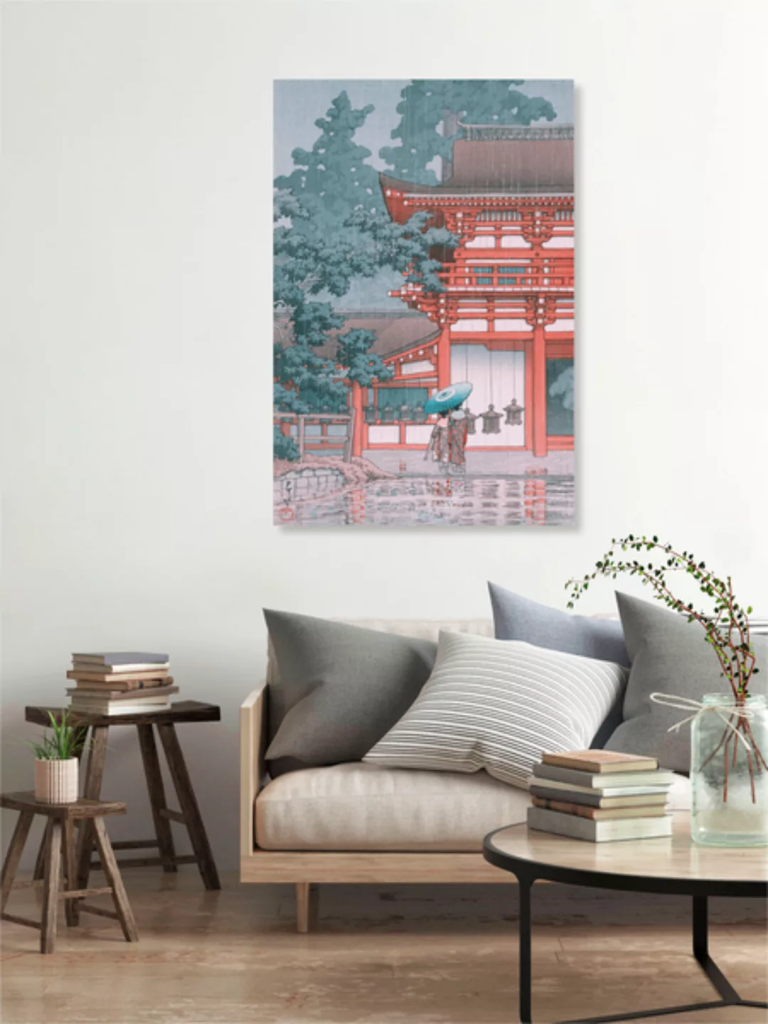 Poster / Leinwandbild - Rain At Shiba Zojo Temple By Hasui Kawase günstig online kaufen