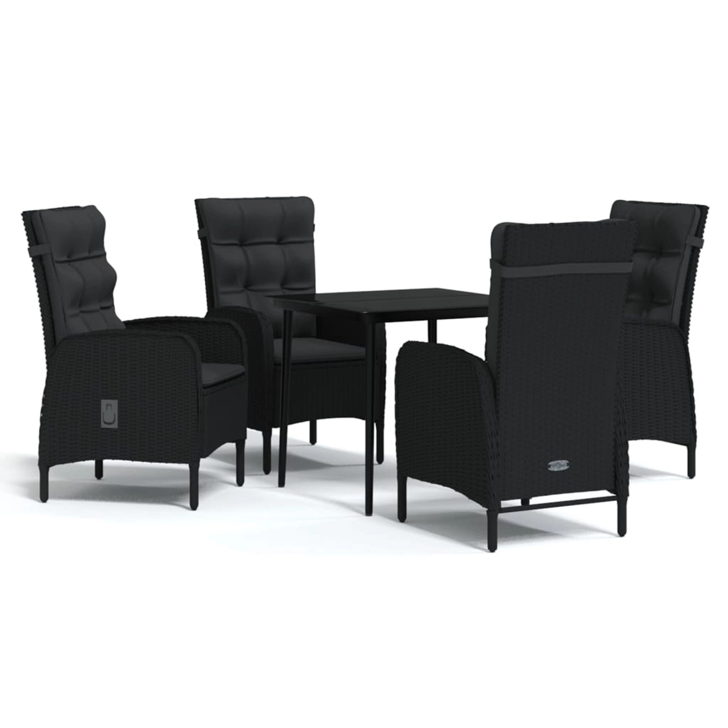 vidaXL 5-Tlg Garten-Essgruppe mit Kissen Schwarz 3099367 günstig online kaufen