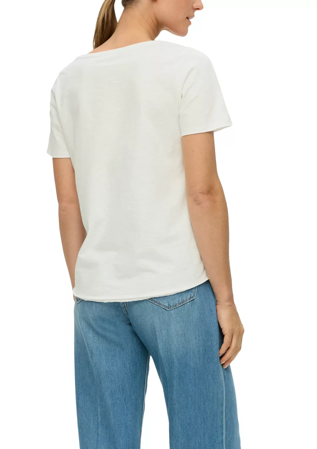 s.Oliver T-Shirt s.Oliver T-Shirt mit V-Ausschnitt in Creme (1-tlg) Rollkan günstig online kaufen