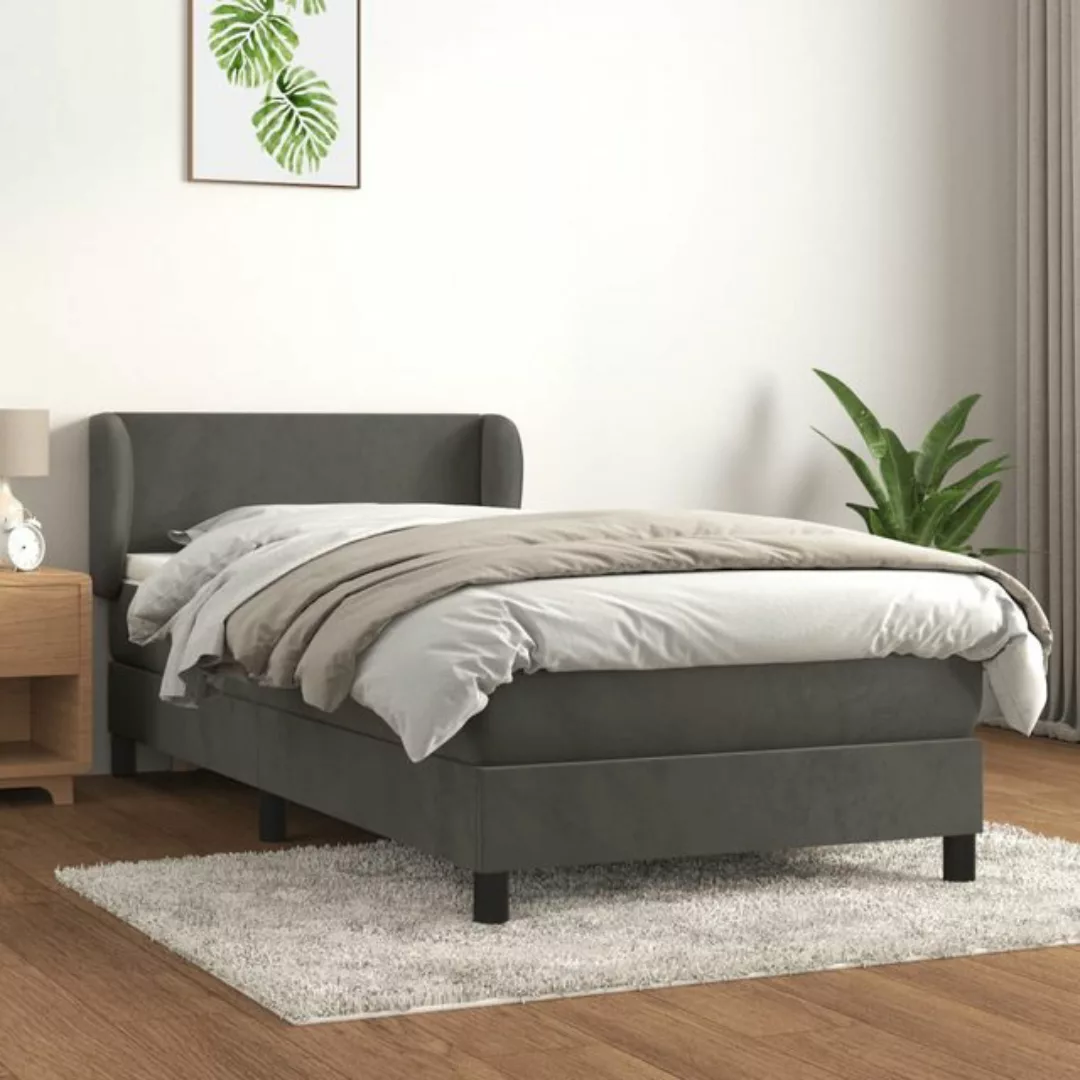 vidaXL Bettgestell Boxspringbett mit Matratze Dunkelgrau 90x200 cm Samt Bet günstig online kaufen