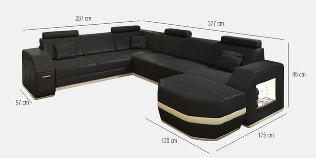 Xlmoebel Ecksofa Neu - Ecksofa aus Leder mit Wohnlandschafts-Design und Pol günstig online kaufen