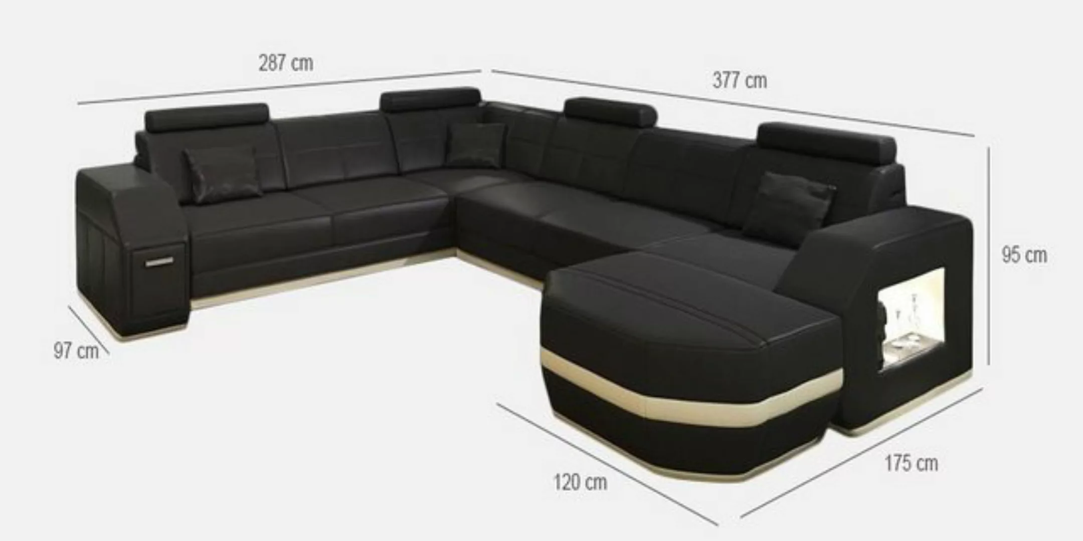 Xlmoebel Ecksofa Neues Ecksofa mit Ledersitz und USB+LED-Beleuchtung in, He günstig online kaufen