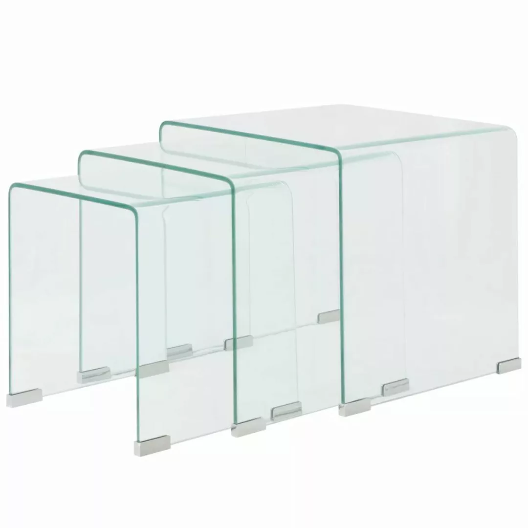 Dreiteiliges Satztisch-set Aus Gehärtetem Glas Transparent günstig online kaufen