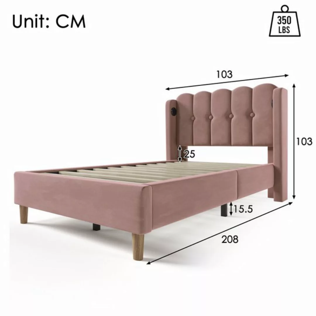 Gotagee Polsterbett Einzelbett Jugendbett 90x200cm Mit USB Typ C Ladefunkti günstig online kaufen