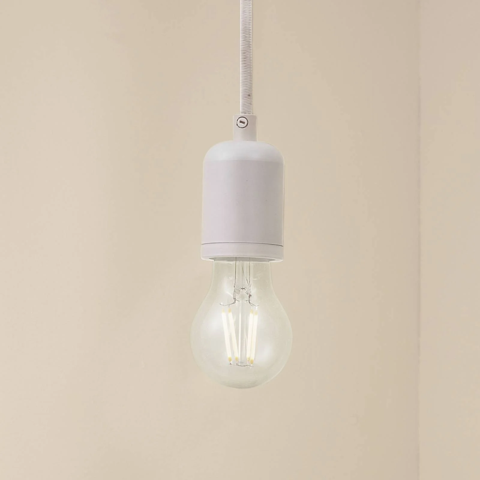 Lindby Pendelleuchte Hattie, weiß, Ø 4,7 cm, Metall, E27 günstig online kaufen