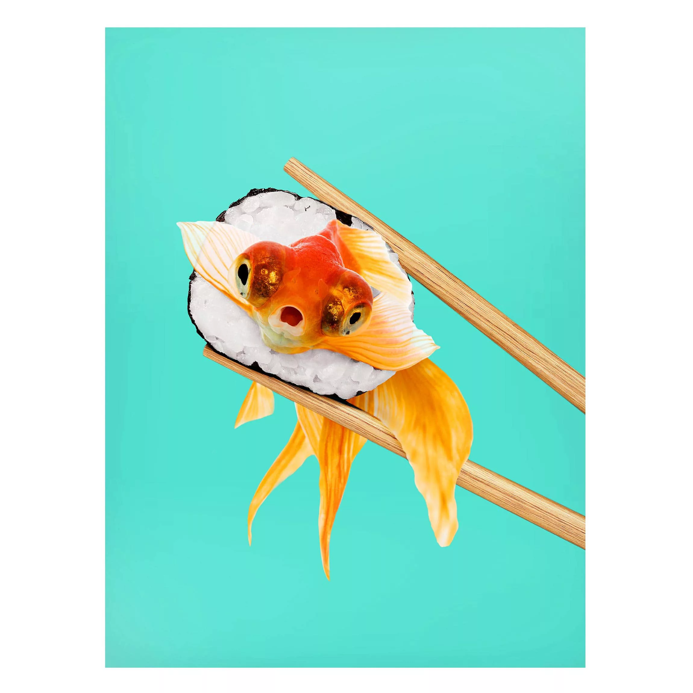 Magnettafel Küche - Hochformat 3:4 Sushi mit Goldfisch günstig online kaufen