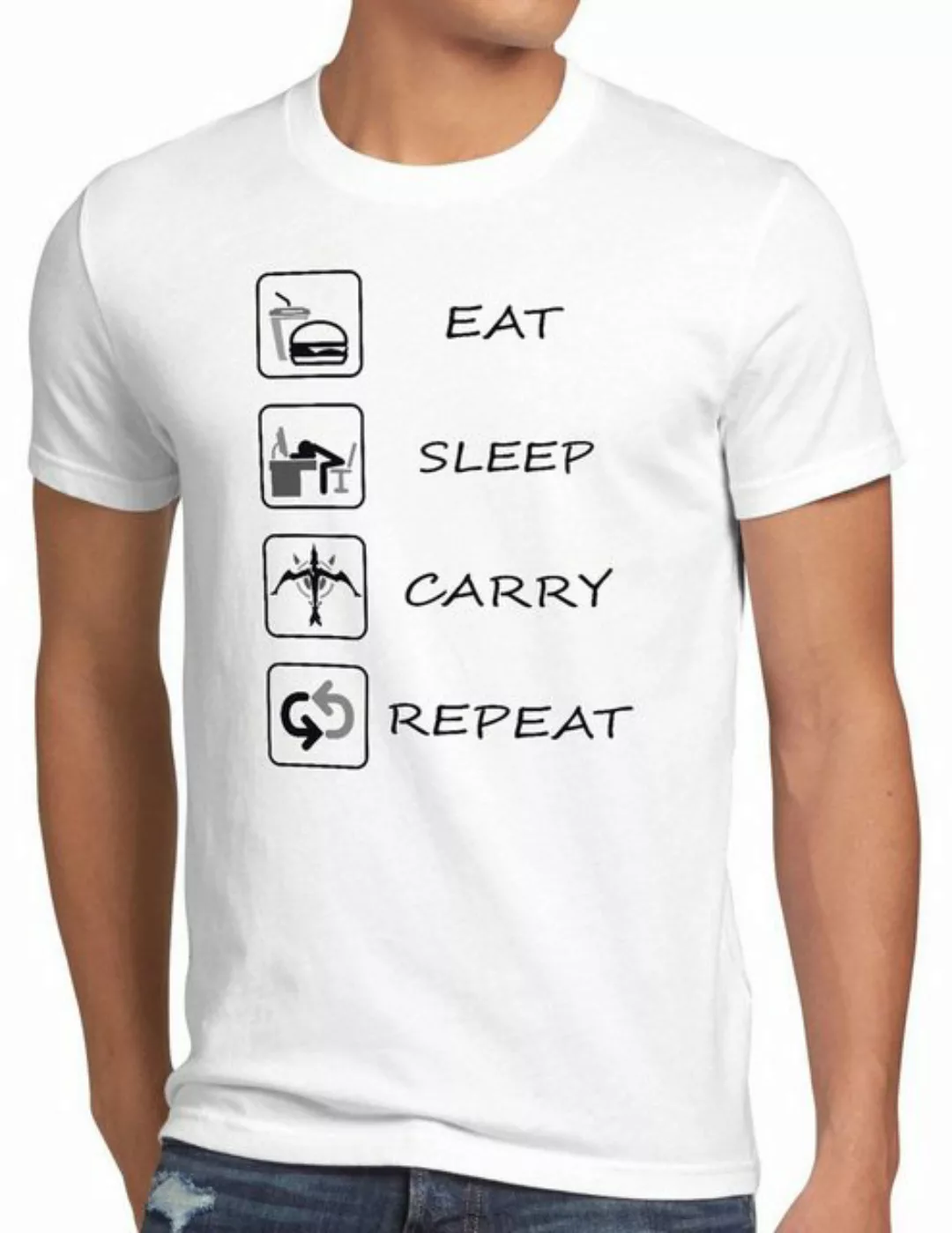 style3 Print-Shirt Herren T-Shirt Eat Sleep Carry Repeat legends league lol günstig online kaufen