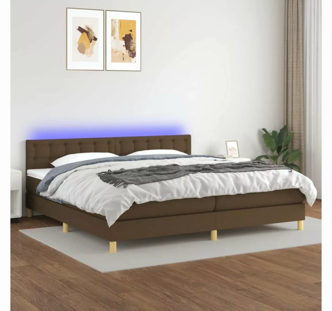 vidaXL Boxspringbett Boxspringbett mit Matratze LED Dunkelbraun 200x200 cm günstig online kaufen