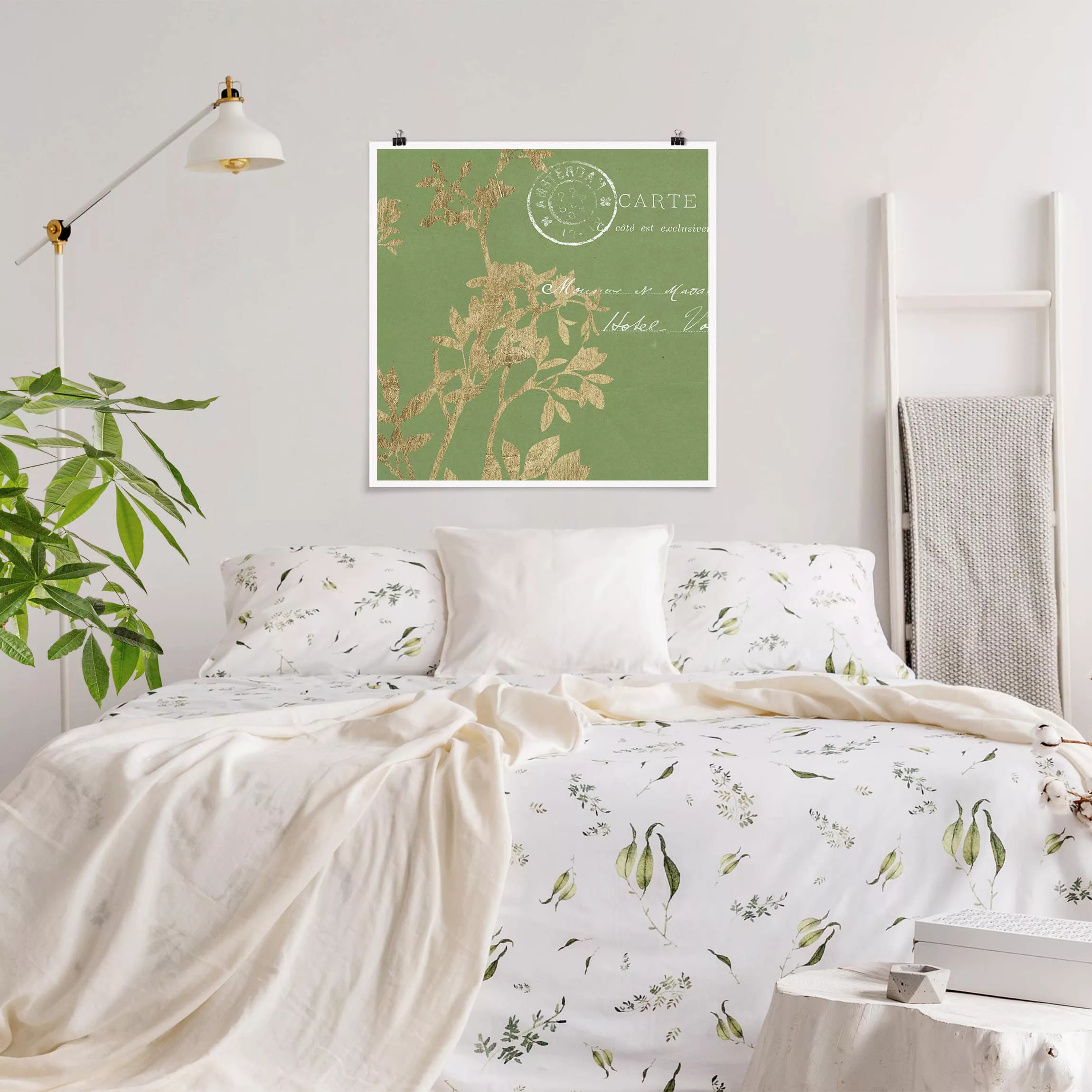 Poster Spruch - Quadrat Goldene Blätter auf Lind I günstig online kaufen