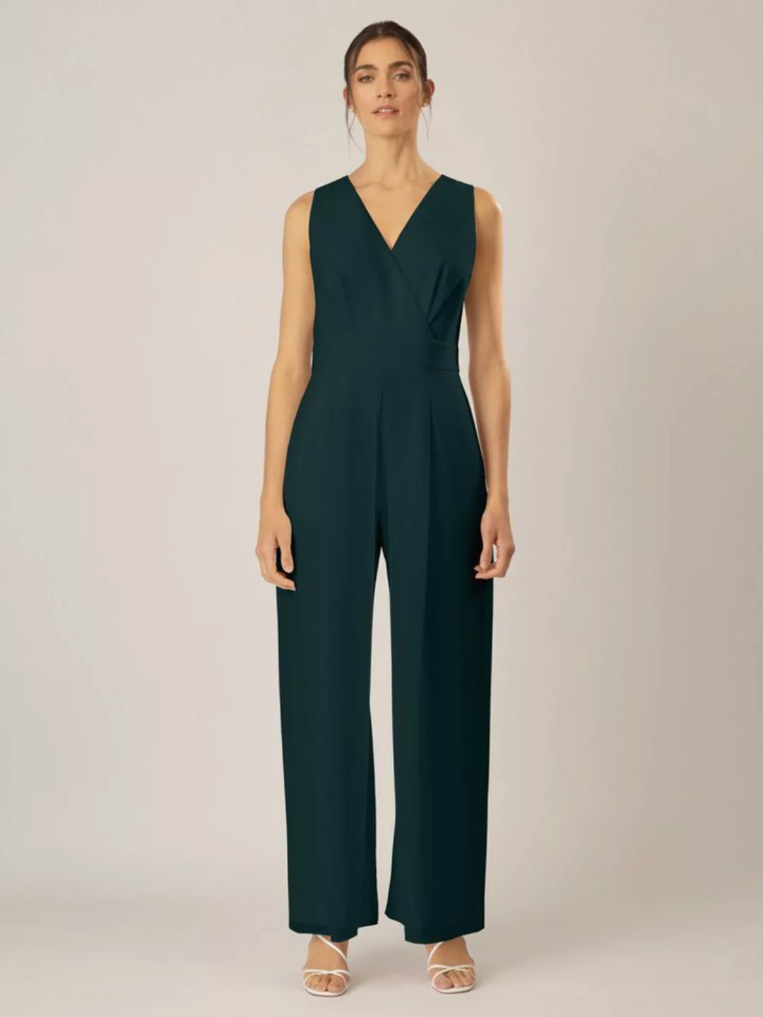 Apart Jumpsuit im Materialmix aus einer leicht strukturierter Ware und Chif günstig online kaufen