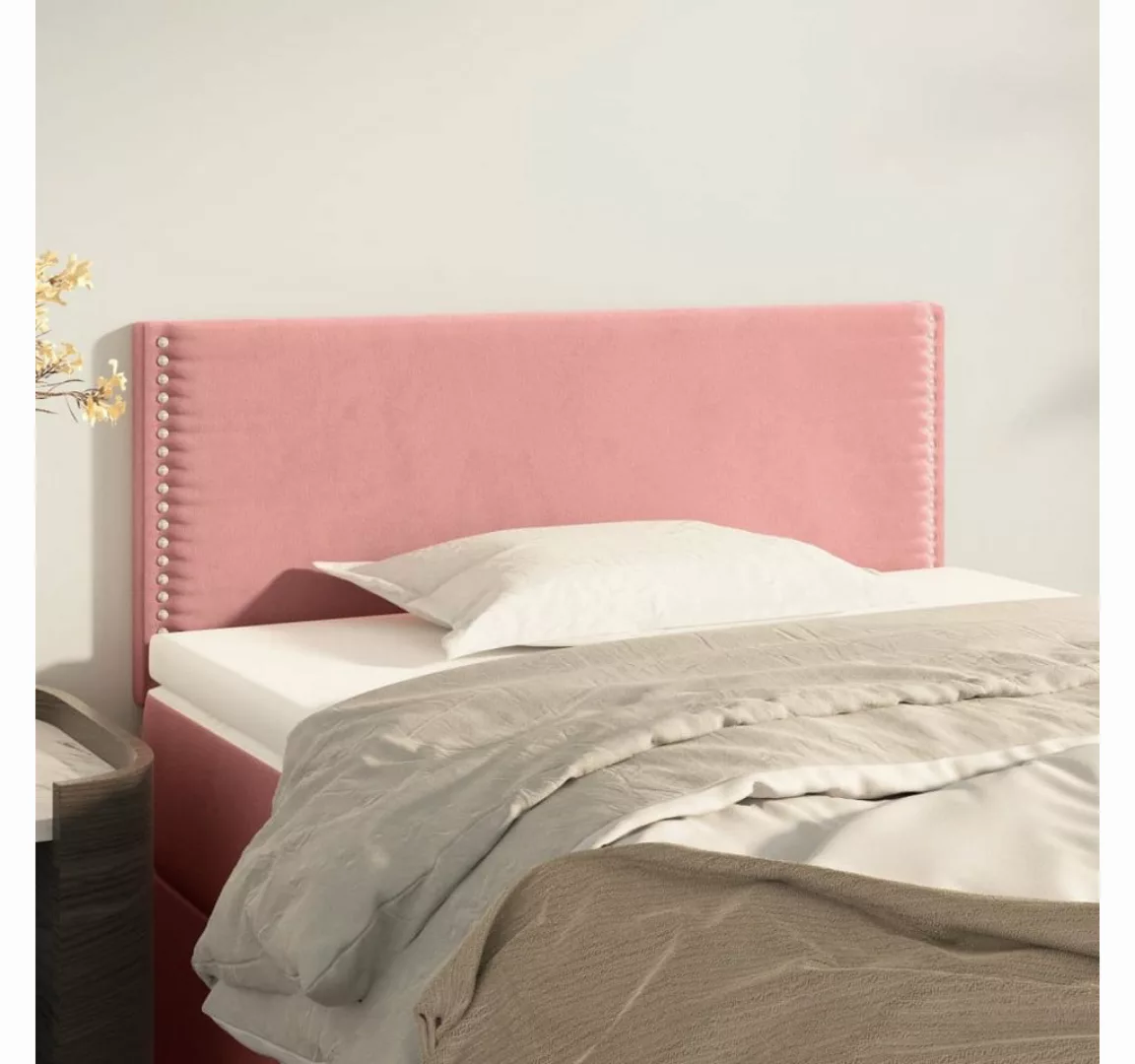 vidaXL Bett, Kopfteil Rosa 100x5x78/88 cm Samt günstig online kaufen